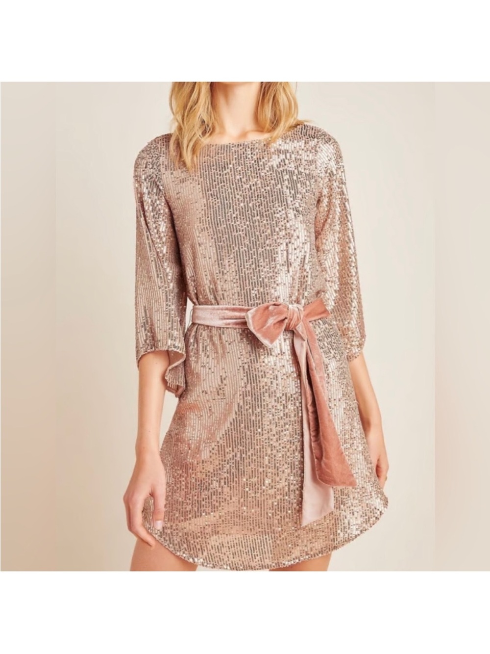 Anthropologie Sequin Belted Dress
